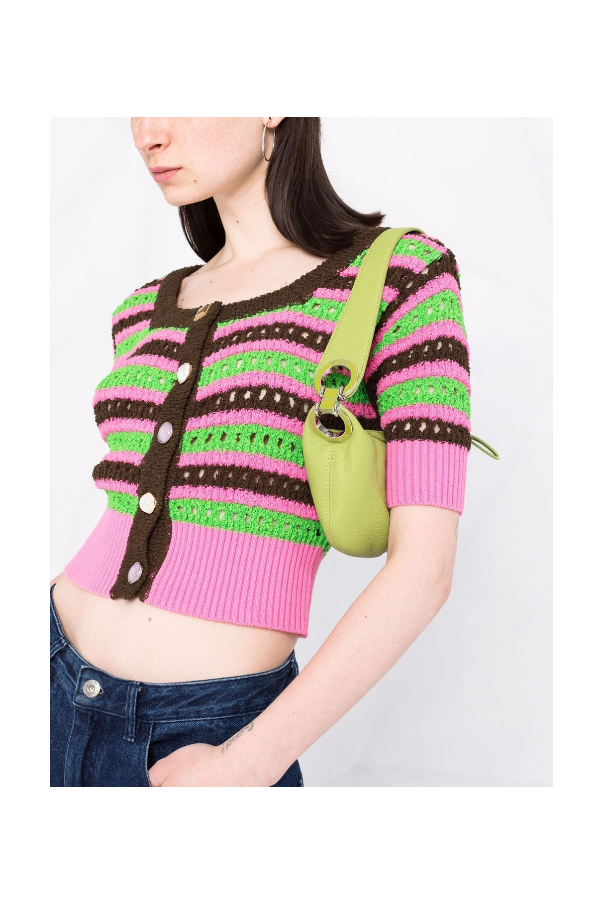Choi Jewel Buttons Stripe Cardigan ATB737W